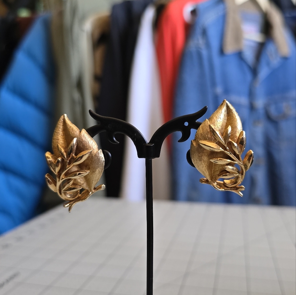 Elegant Sarahcov Gold Leaf Earrings